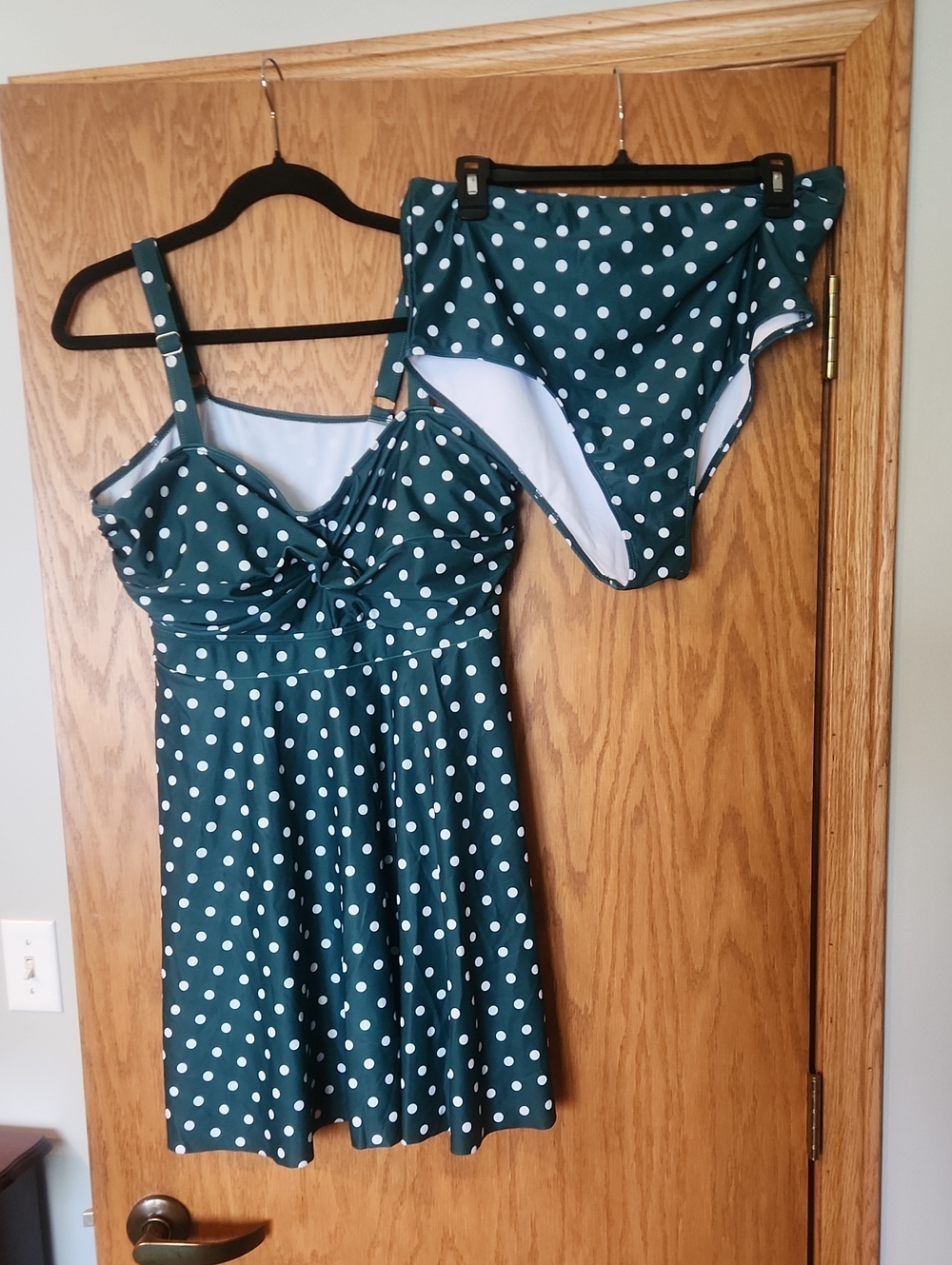BloomChic Green and White Polka Dot Swim Dress Set - Picture 1 of 6